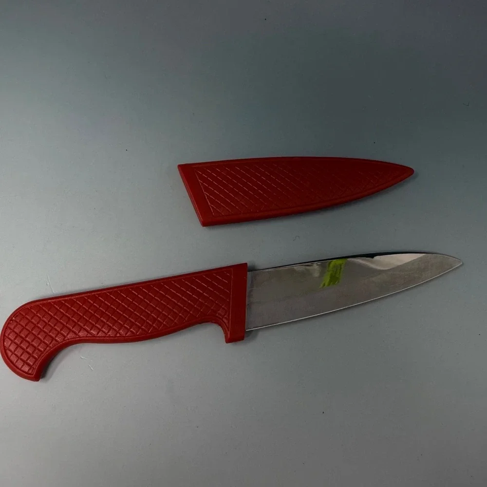 Joyce Chen Stainless Steel Japan Paring Utility Knife Red Sheath Cover 3.5 Inch‎